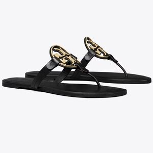 Tory Burch Black and Gold Women's Sandals